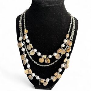 Elegant Multi-Color Three-Tiered Beaded Necklace